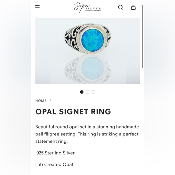 Gorgeous Blue Opal and Sterling Silver Ring Size 6 - Picture 10 of 10